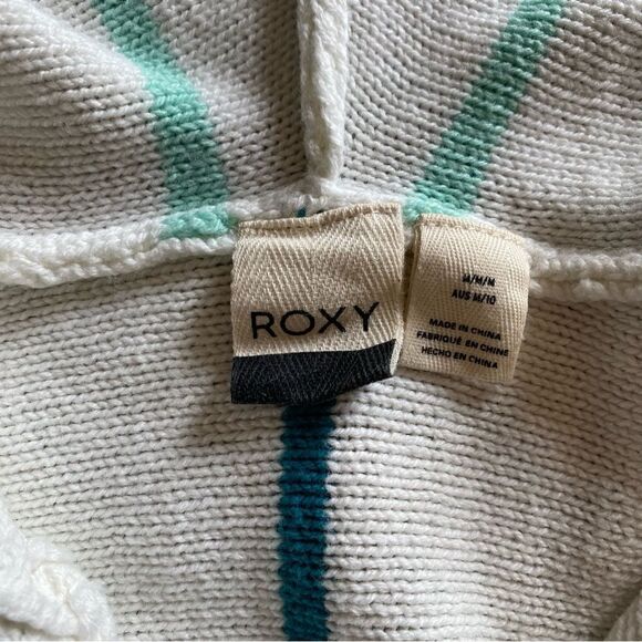 ROXY White Rainbow Hoodie Stripes Medium Hooded Sweatshirt Pullover Athleisure - Picture 3 of 10